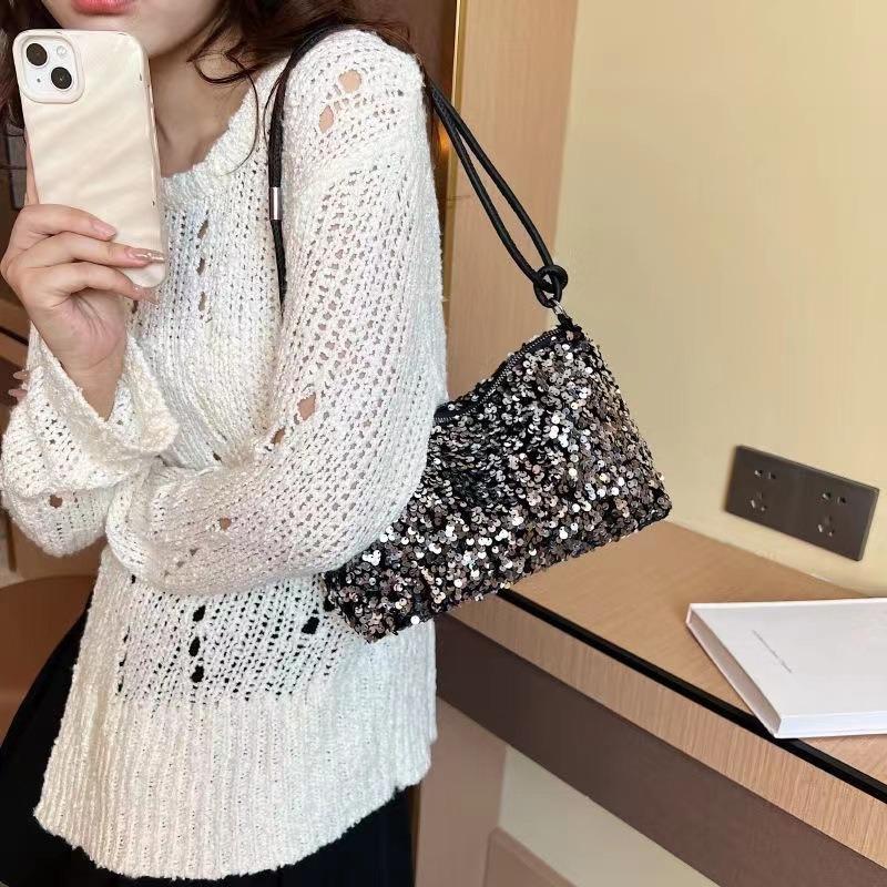 2025 Summer New Texture Leisure Foreign Flavor Sequins Shoulder Bag Crossbody Large Capacity