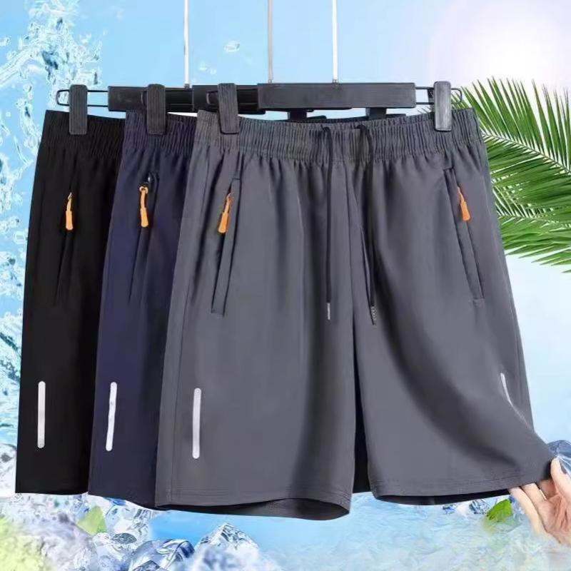 Letnie spodnie sportowe z lodowego jedwabiu szybkoschnące męskie szorty luźne pięciopunktowe duże spodnie odzież wierzchnia plażowe spodnie codzienne