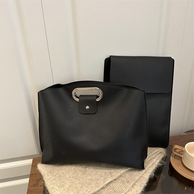 Handtasche mit großer Kapazität, einfarbig, Damen Herbst, neu, trendig, modisch, Pendeln zur Arbeit, Retro, vielseitig, Umschlagtasche