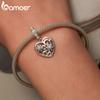 BAMOER Vintage 925 Sterling Silver Heart & Flower Pendant Fit for DIY Bracelet & Bangle Delicate Shell Charms Fine Jewelry