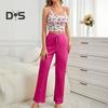 Zweiteiliges Pyjama-Set für Damen, ärmellos, Camisole, bauchfreies Top, weites Bein, Hose, Sommer, lässiges Lounge-Nachtwäsche-Set