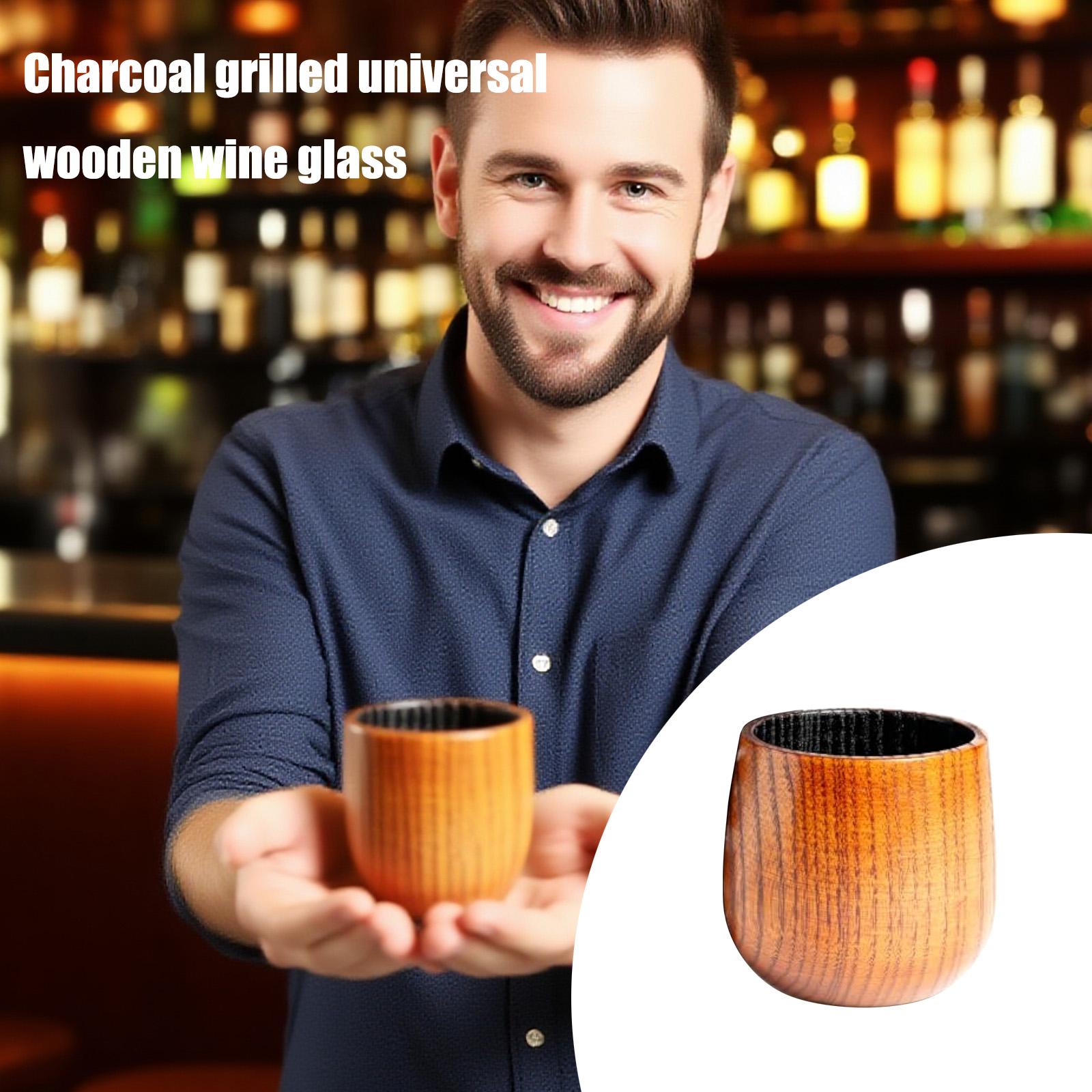 

Big Belly Cup, Enlarged Wine Glass, Charcoal Grilled Universal Wooden Cup, Nonscalding Plant Paint Tea Cup One Size