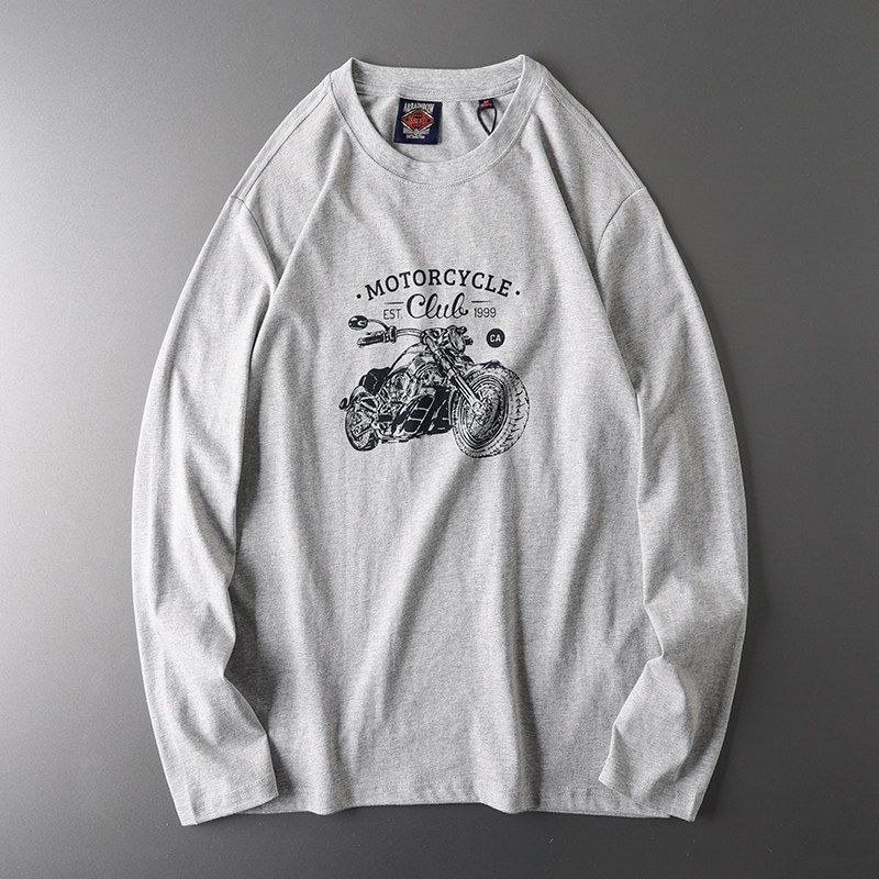 Weight Spring and Autumn Pure Cotton Long Sleeves T-Shirt Men's Fashion Brand Clothes Export Export Original Tail Single Men's Clothing Cotton T-shirt