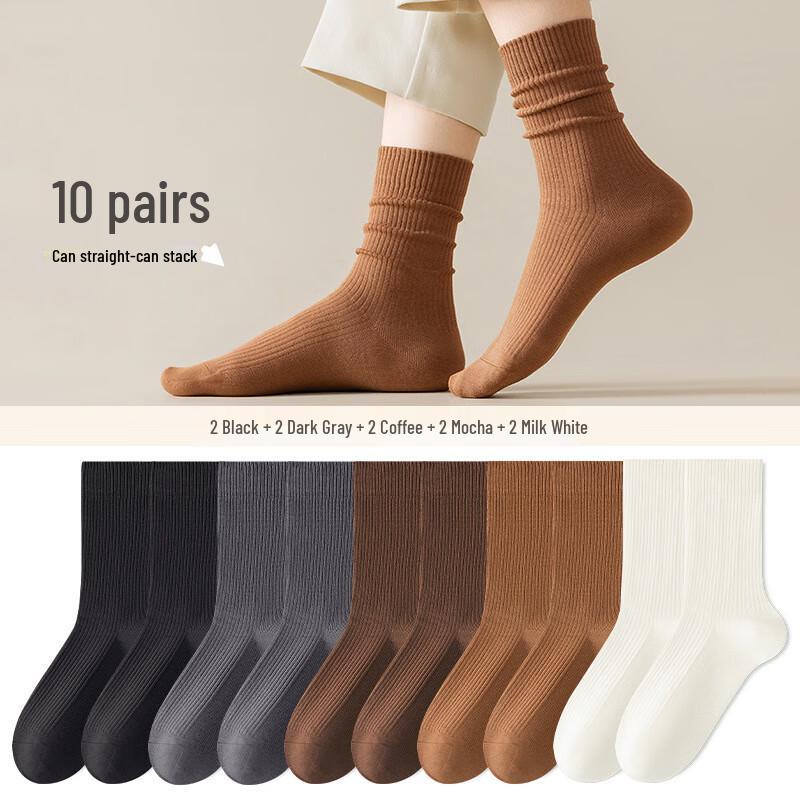 Yalu Women s Breathable Mid-Calf Socks 10-Pair Pack One Size