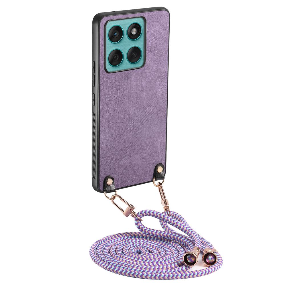 For Motorola Edge 60 Fusion 5G Retro Leather Phone Back Cover with Adjustable Strap
