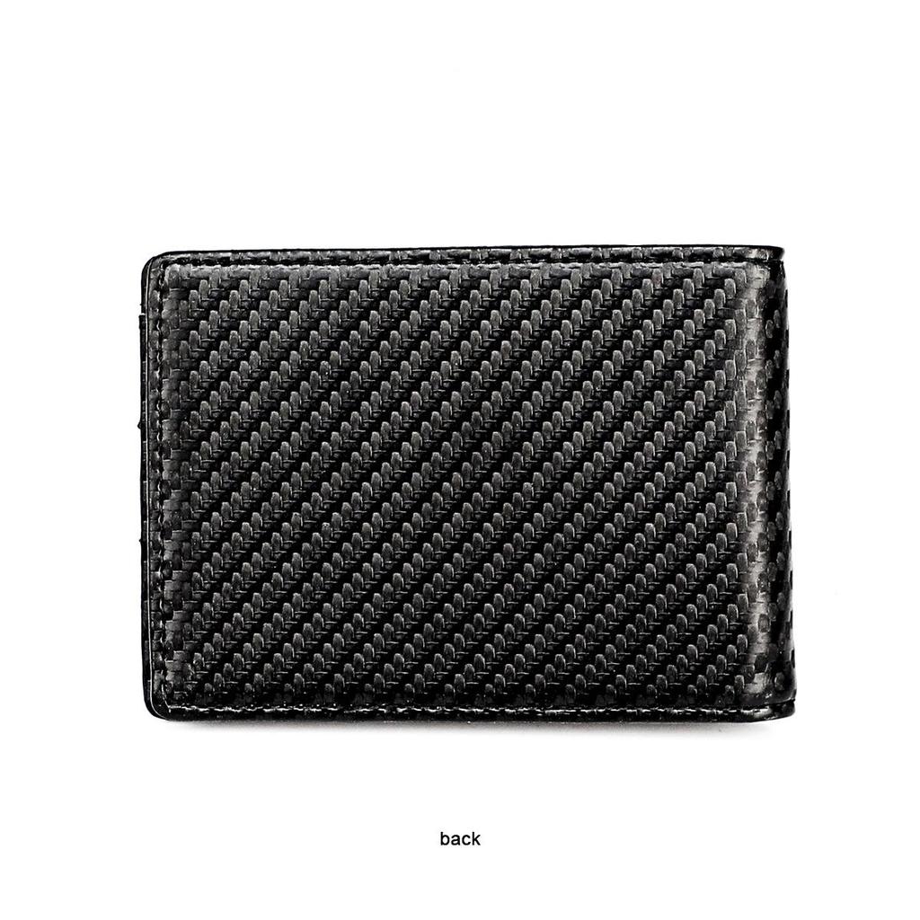 Men's Carbon Fiber Pattern RFID Short Wallet with Front Pocket Dollar Clip