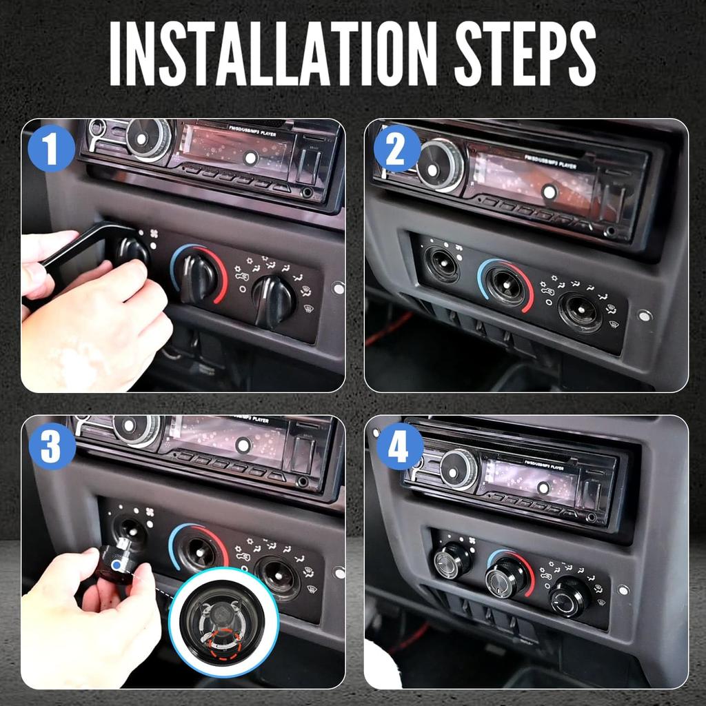 3Pcs Upgraded Climate Control Knobs for Jeep Wrangler 1999-2006 Accessories,A/C Control Switch Button Heater Blower Temperature Fan Speed