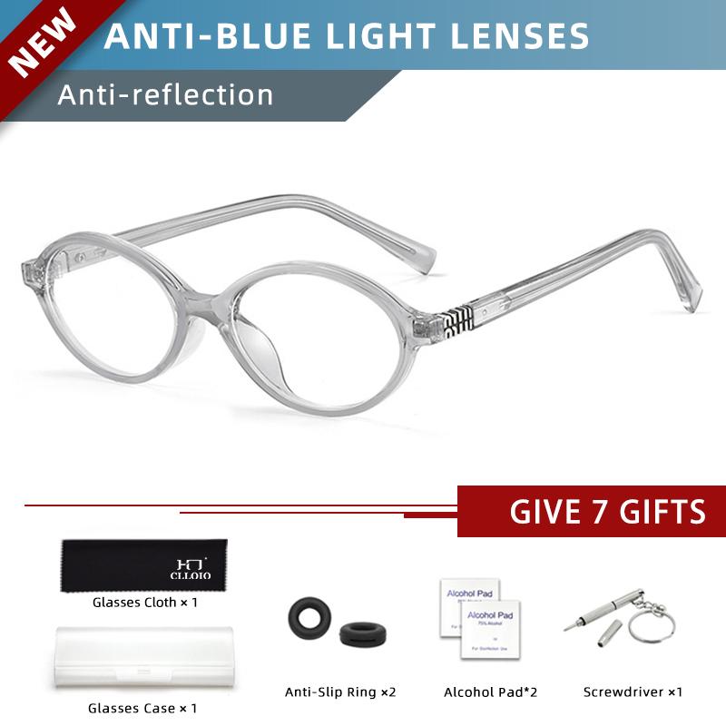 CLLOIO Classics Small Frames Anti Blue Ray Myopia Glasses Women Retro Oval Reading Glasses Anti-reflection Prescription Eyewear