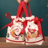 Lässige Weihnachtsstrickhandtasche, handgefertigte Multifunktions-Weihnachtstasche, wiederverwendbare Geschenktasche, Süßigkeitentasche mit Cartoon-Motiv