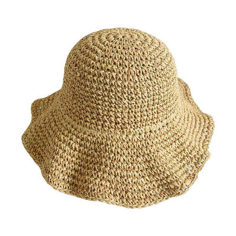 Korean Style Foldable Crochet Straw Hat - Women's Summer Sun Protection Beach Hat