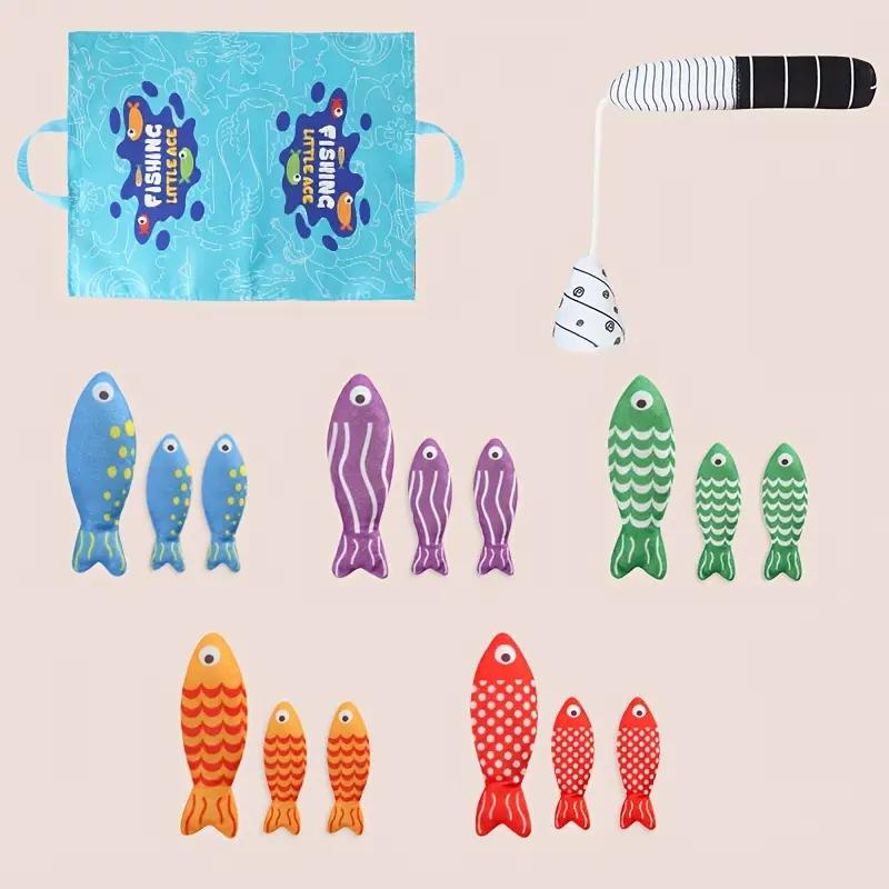 

Montessori Fish Toys Cloth Fishing Game for Toddlers 6 to 12 Months Sensory Toy Stacking Cups Number Counting Color Sorting Gift