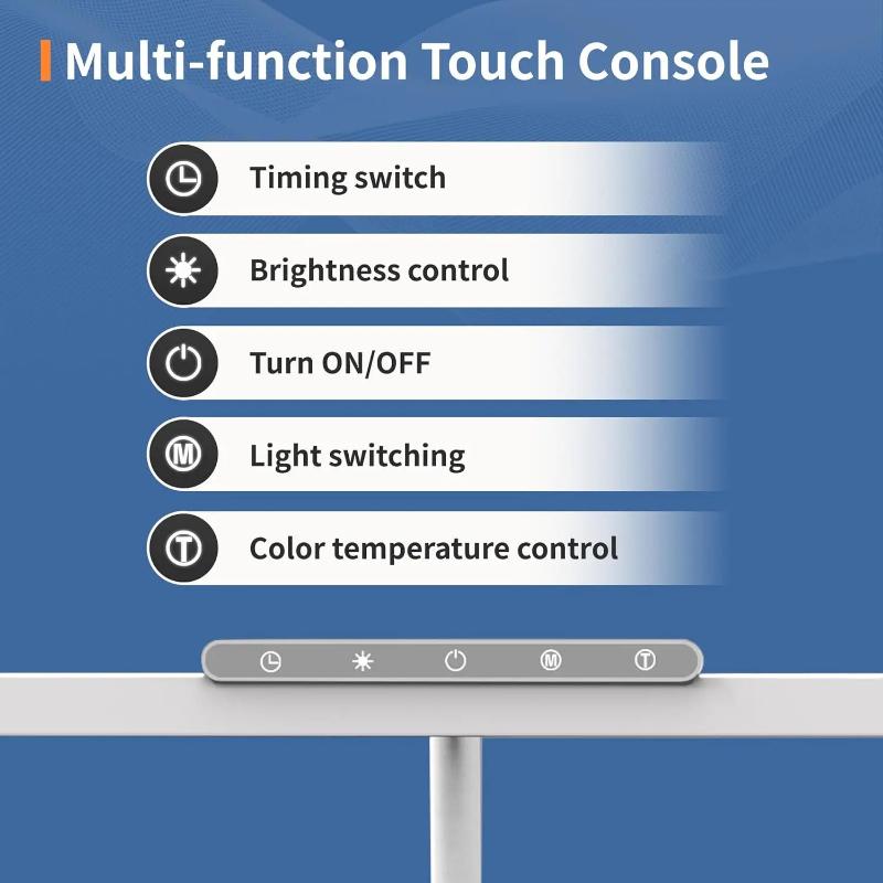 1Pc Desk Lamp, 3 Colors Stepless Dimming LED Desk Lamps for Home Office Adjustable Memory Desk Light with Clamp Touch Control