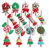 Rustic Holiday Ornaments 16 Pcs Christmas Lollipop Ornaments, Red Green Striped Peppermint Swirl Candy Cane Tree Hanging Decor Decoration, Colorful