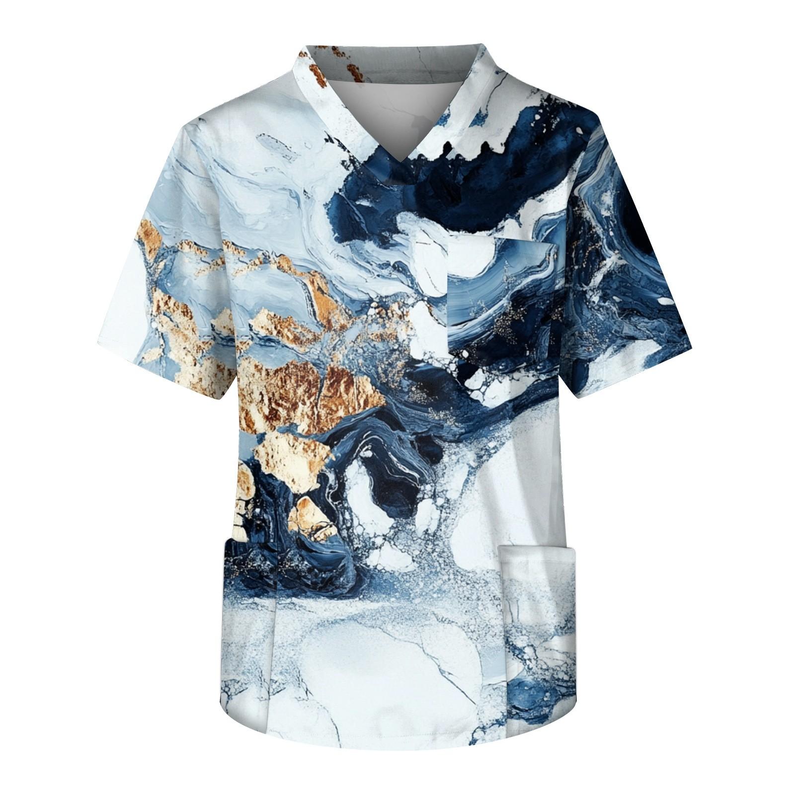 

Men s Casual Short-Sleeved V-Neck Printed Front Pocket Top M білий