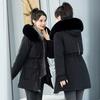 The New Women's Removable Liner Has One Dress and Three Winter Coats, and the Fur Collar Medium and Long Cotton-padded Clothes.