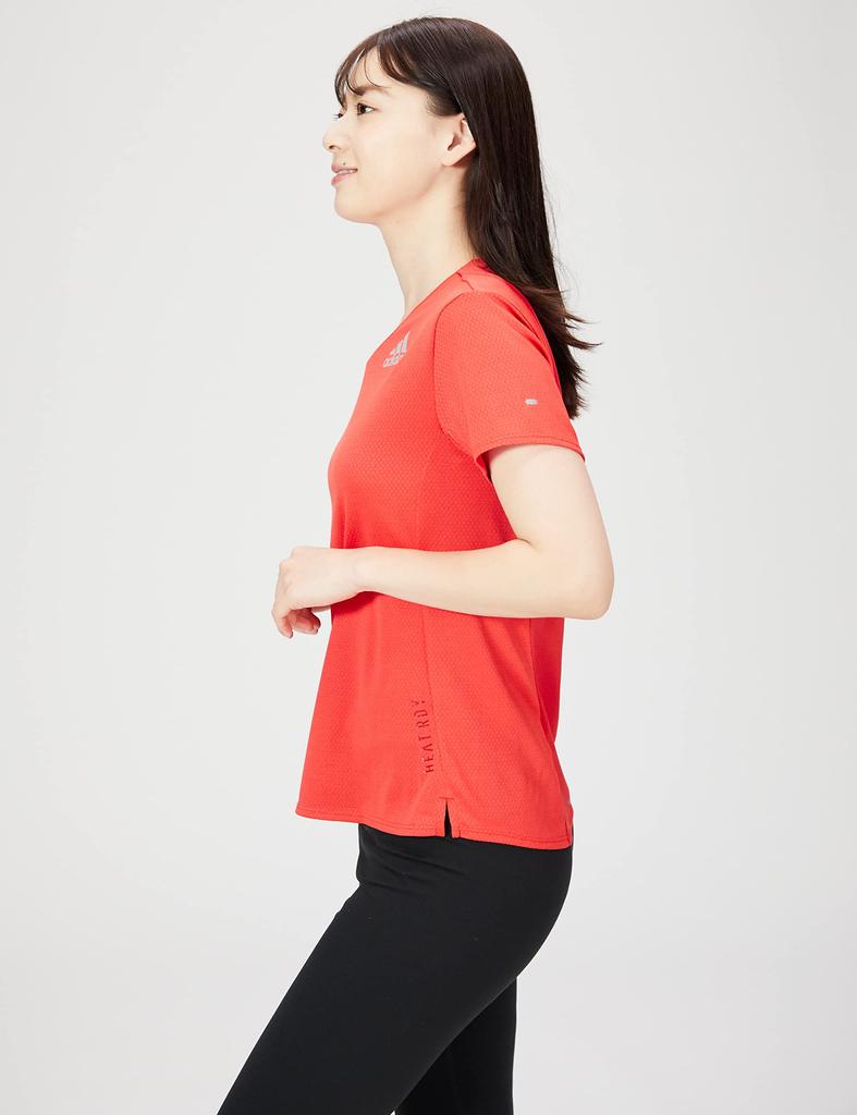 Adidas Running Short Sleeve Cooling RDY Short Sleeve Running Vivid Red S T-Shirt, Quick-Drying Technology, HEAT. T-Shirt, BL827, Women's, (H45132),