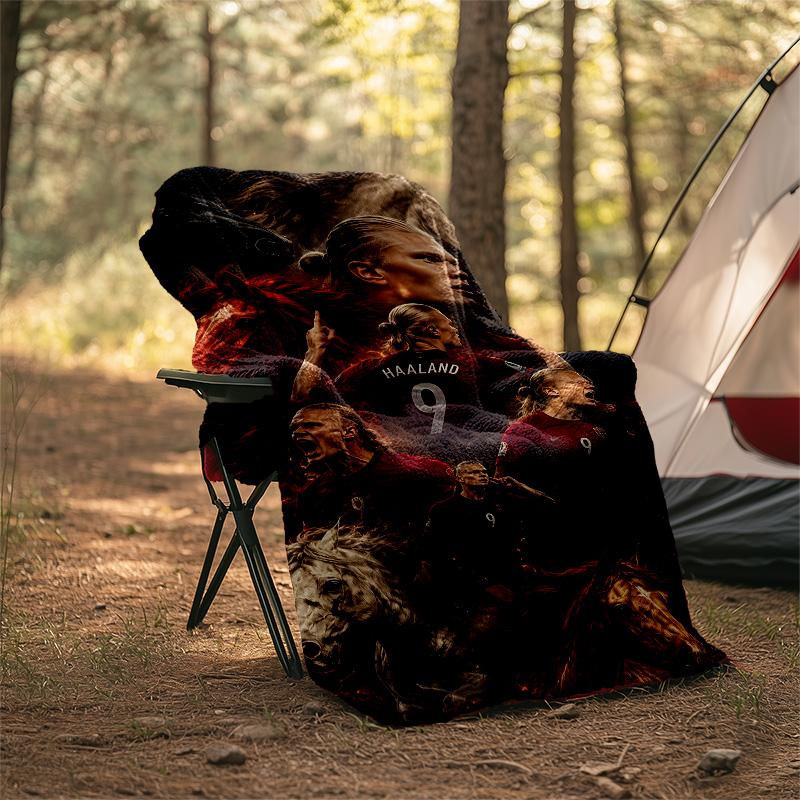 1pc Haaland1 Theme Blanket - Digital Print, Polyester, Cozy for All Seasons, Perfect for Outdoor, and Travel