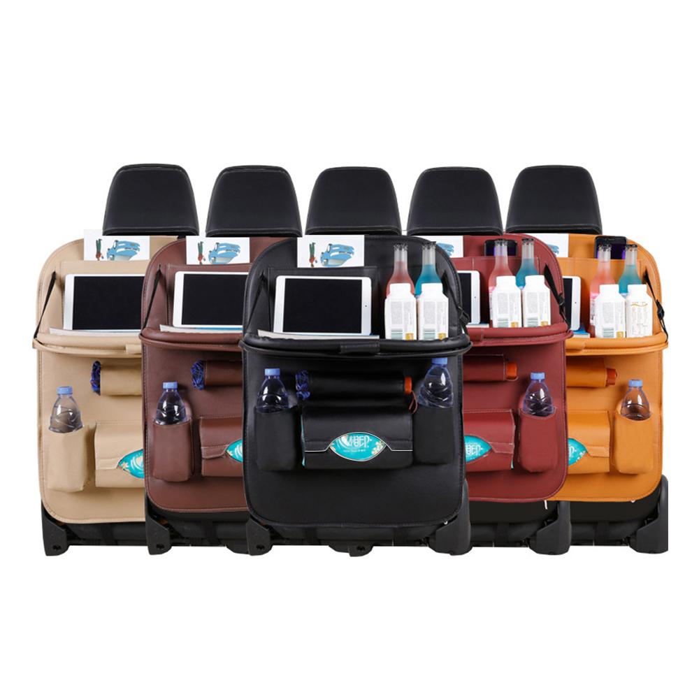 Car Seat Back Organizer Table Tray Car Storage Organizer Auto Accessories Pu Leather Pad Bag Travel Storage Bag