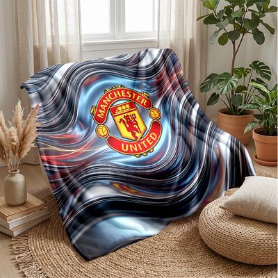 Manchester United Theme Blanket Soft Flannel Blanket Plush Throw Blanket Cozy Sofa Bed Blanket for Home Decor