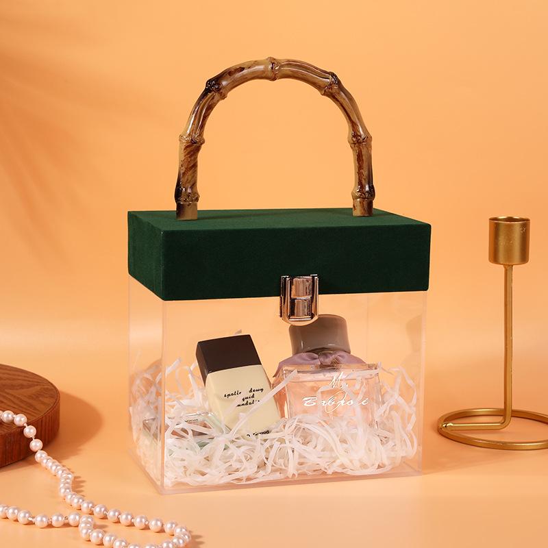 Cutie Cadou Elegantă din Acril Bambus: Ambalaj portabil creativ pentru cadouri de afaceri și de ziua de naștere