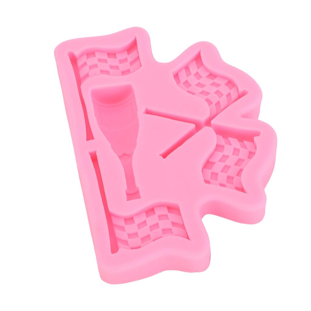Flagg Fondantform Silikon Racerbiltema Sjokolade Godteri Bakeform Kaketopp Dekorasjon til Gutt Bursdag Leire