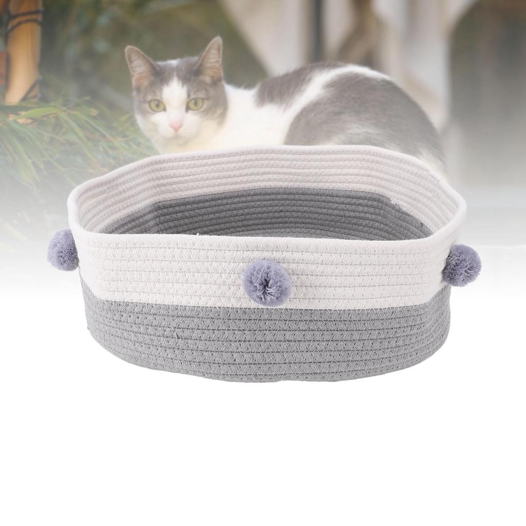 Cat Scratcher Bed Basket Cotton Rope Hand Knitting Stylish Look Cat Sleeping Bed Scratching Mat for Home Indoor