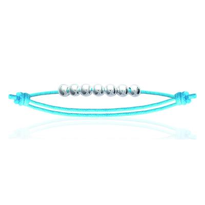[M7317] - Bracelet Argent 'Billes' turquoise argenté - 5 mm