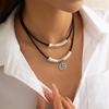 European and American Ethnic Style Relief Pendant Short Collar Women's Retro Double-Layer Metal Bent Tube Necklace AVE