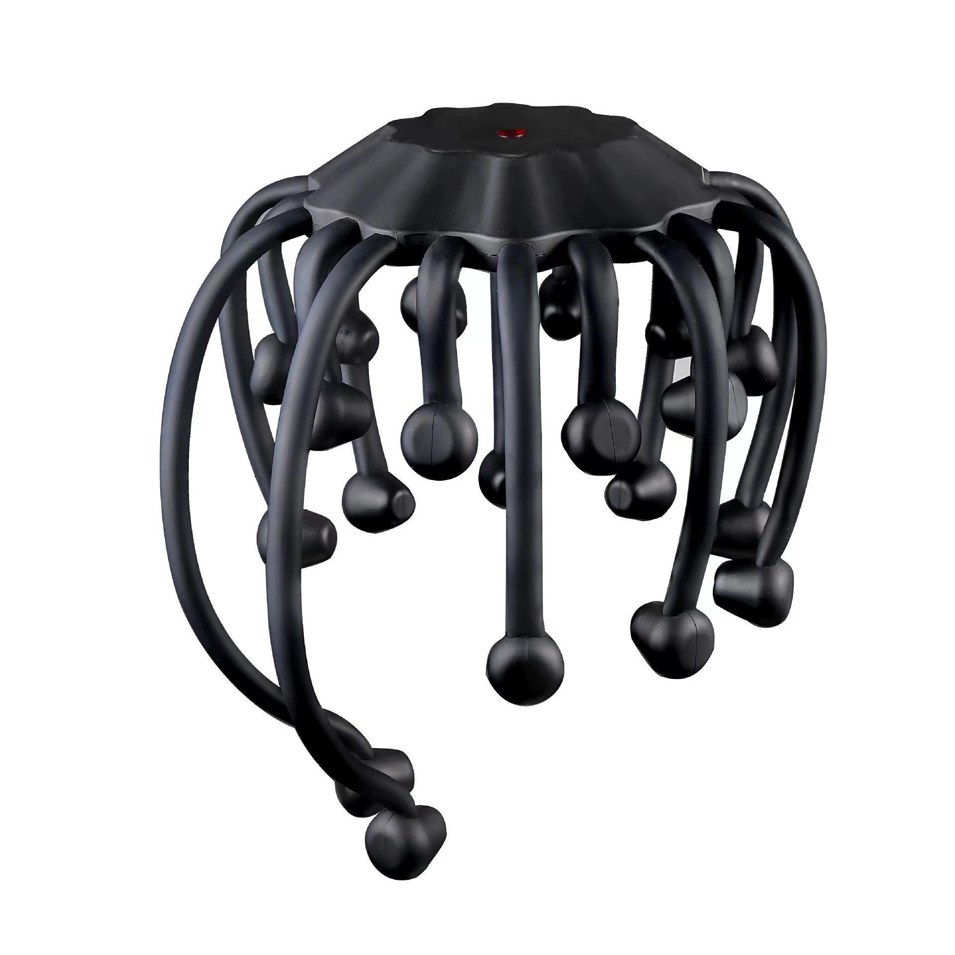 

Многомерный интеллектуальный массажер для головы с Bluetooth: Дизайн Octopus для терапии мозга и головы 15 massage heads, English чёрный