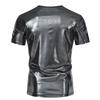 Herren Glänzendes Metallic T-Shirt Sommer Lässig O-Ausschnitt Kurzarm Top T-Shirts Neue Mode Gold Bühnenkostüm Disco Party Nachtclub T-Shirt