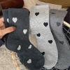 Women's Mid-Calf Angora Socks: Gray with Bow, Japanese-Inspired, Versatile & Breathable, Red Long Design for Autumn/Winter.