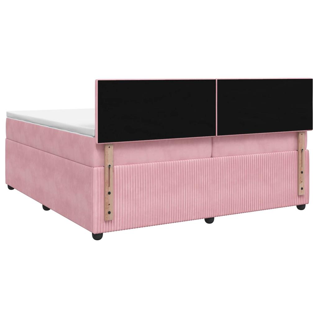 Box Spring Bed with Mattress and Headboard Pink 200 X 200 Cm Velvet