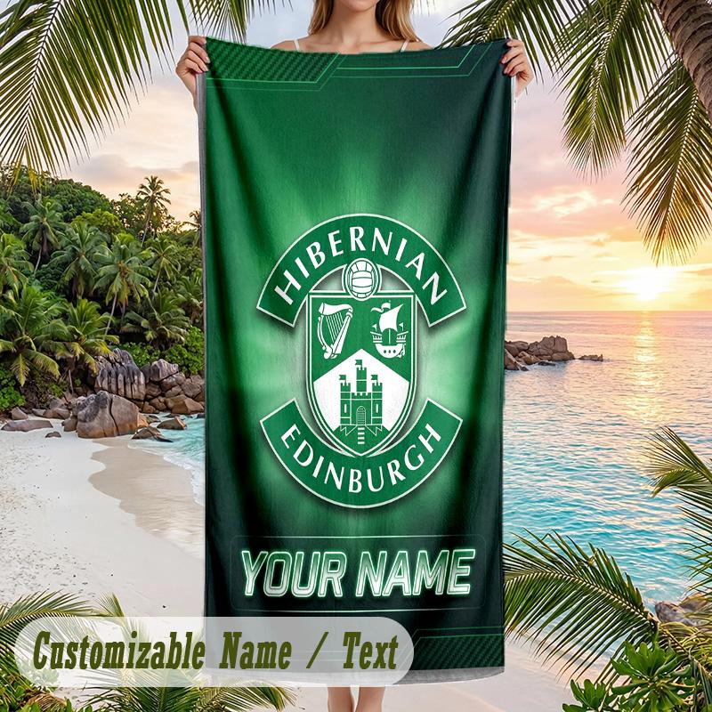 Beach Towel Hibernian FC Print Custom Name Text Soft Towel for Swimming Pool