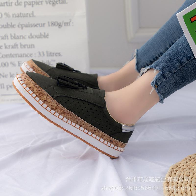 Quasten-Einzelschuhe Damen Herbst neue Farbabstimmung runder Zeh flache Sohle lässige Damenschuhe