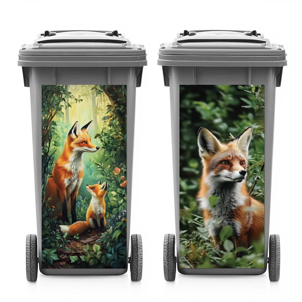 PVC Stickers Self-adhesive Decorative Stickers Decals for Trash Decoration Fox 820x380mm 2pcs/set