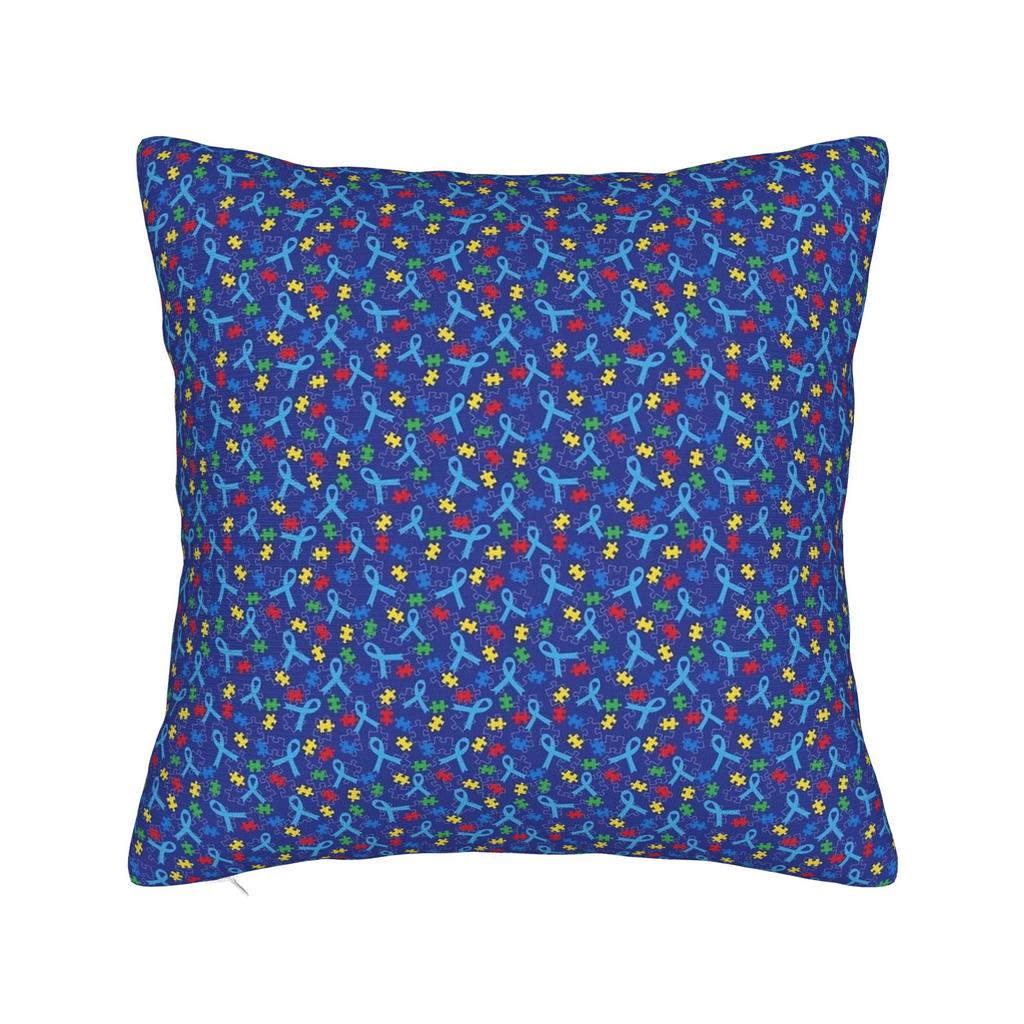 Autism Awareness Blue Puzzle Piece Pattern Pillow Case Graphic Pillow Cover For Sofa Bedroom Home Decor Fashion Pillowcases