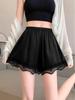 Damen Sommer Dünn Seidig Satin Spitze Besatz Sicherheitsshorts