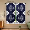 2pcs Navy Blue Floral Print Curtains - Light Filtering Polyester Rod Pocket Drapes for Bedroom   Living Room & Office Decor   All-