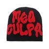Autumn and Winter European and American MEA CULPA Letter Jacquard Knitted Hat Brimless Cap Knitted Hat Cold Hat Women