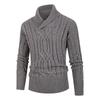 European And American Men's Knitting Pullover Hooded Top Slim Button Sweater
