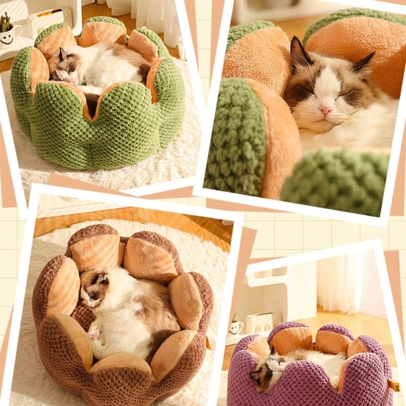 Dog Puppy Flower Bed Round Base Detachable Cushion Sofa for Small to Medium Pet Creative Pet Bed Cute Nest