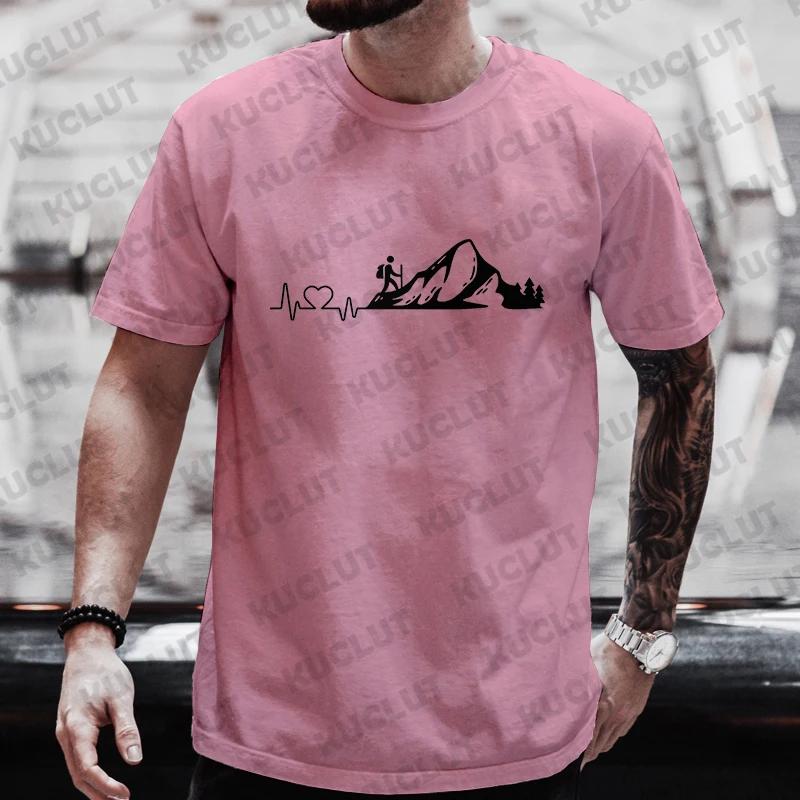 

Men s Clothing T-shirt for Men Mountain Ecg Graphic Y2k Tops Outdoor Tees Hiking Camping Fashion Casual T Shirt for Male Tshirt 4XL