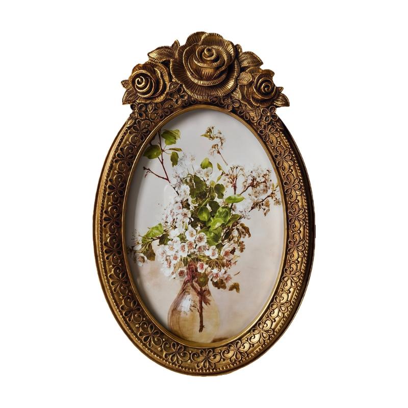 Антикварная Резная Прямоугольная Фоторамка для Настольного или Настенного Размещения, Ретро Фоторамка, Декоративная Фоторамка для Домашнего Декора 1