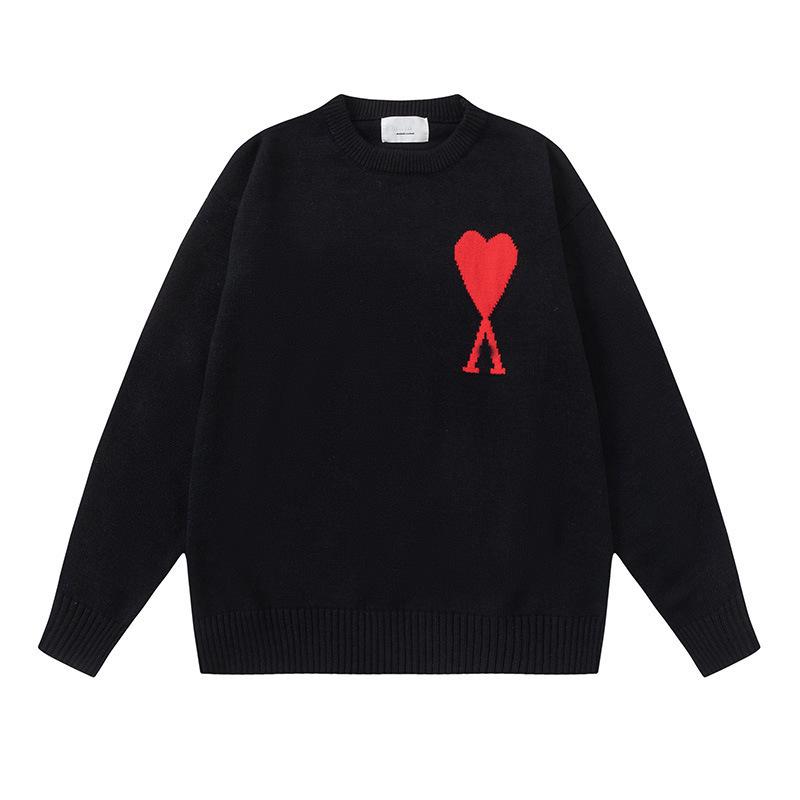 Neuer AMI CS Strickpullover Rundhals Trendmarke Damen Paar Kleines Herz Lockerer Pullover Langarm Grenzüberschreitender Strickpullover