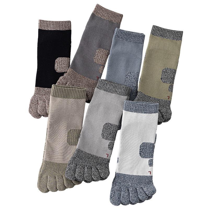 Terry Socks Men's Five Fingers Socks Towel Bottom Cotton Non-slip Anti-pilling Mesh Sweat Breathable Anti-odour Spring Socks