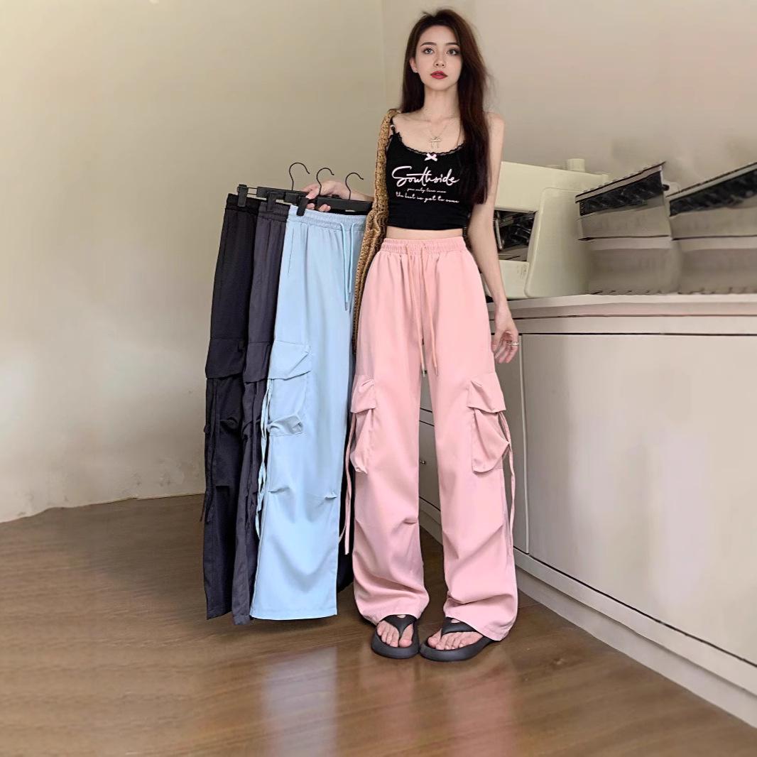 

2024 Autumn Trendy High-Waisted Cargo Pants: Unisex Multi-Pocket Casual Trousers M