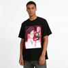 Dark Cool Twin Pink-haired Girl Print Top Trendy Anime Style Casual Loose Bottoming T-shirt Pure cotton T-shirt