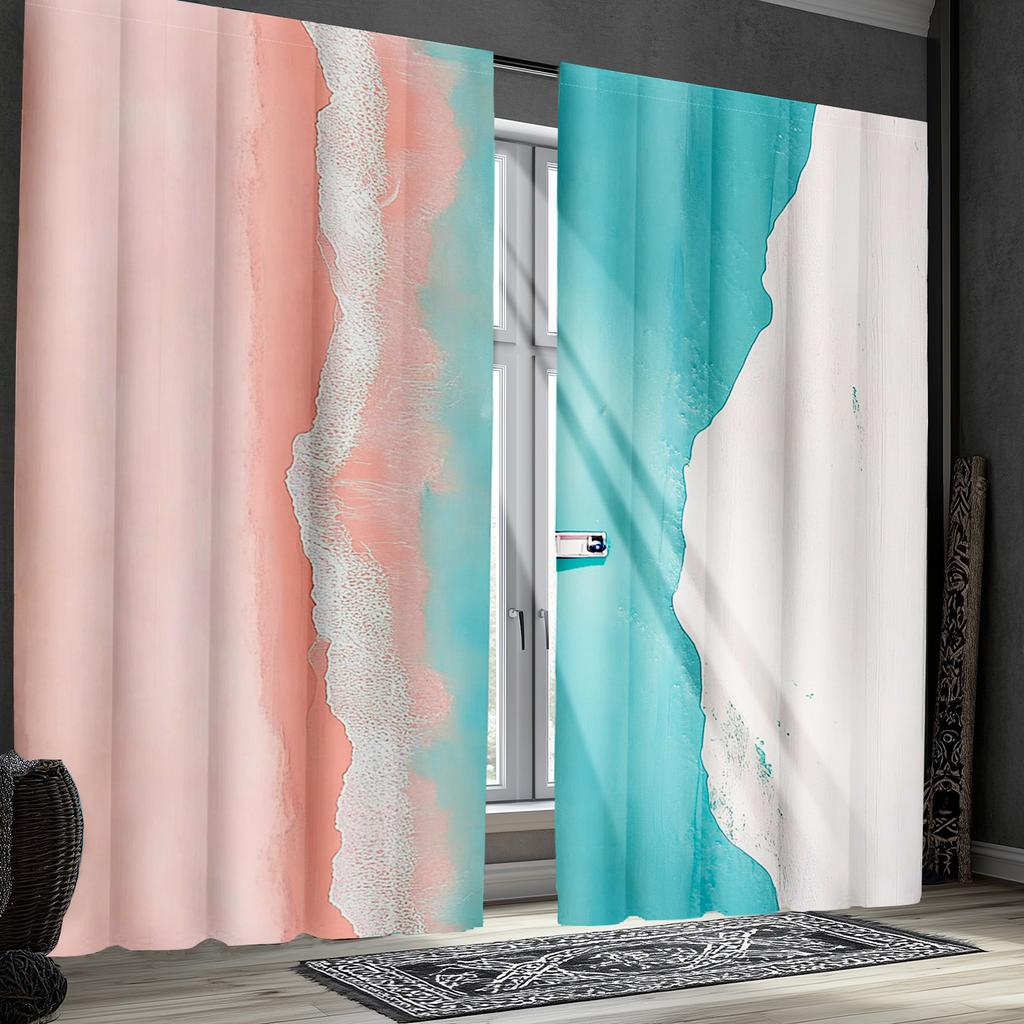 2pcs Ocean and Beach Curtains for   Hawaii Vacation Style Drapes for S and S Rooms Decorative Curtains
