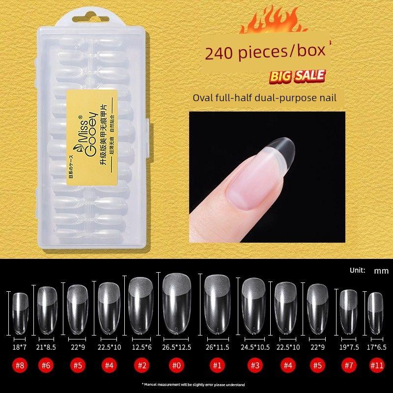 

Ultra-Thin Seamless Wear-Free Nail Stickers Oval full-half dual-purpose nail