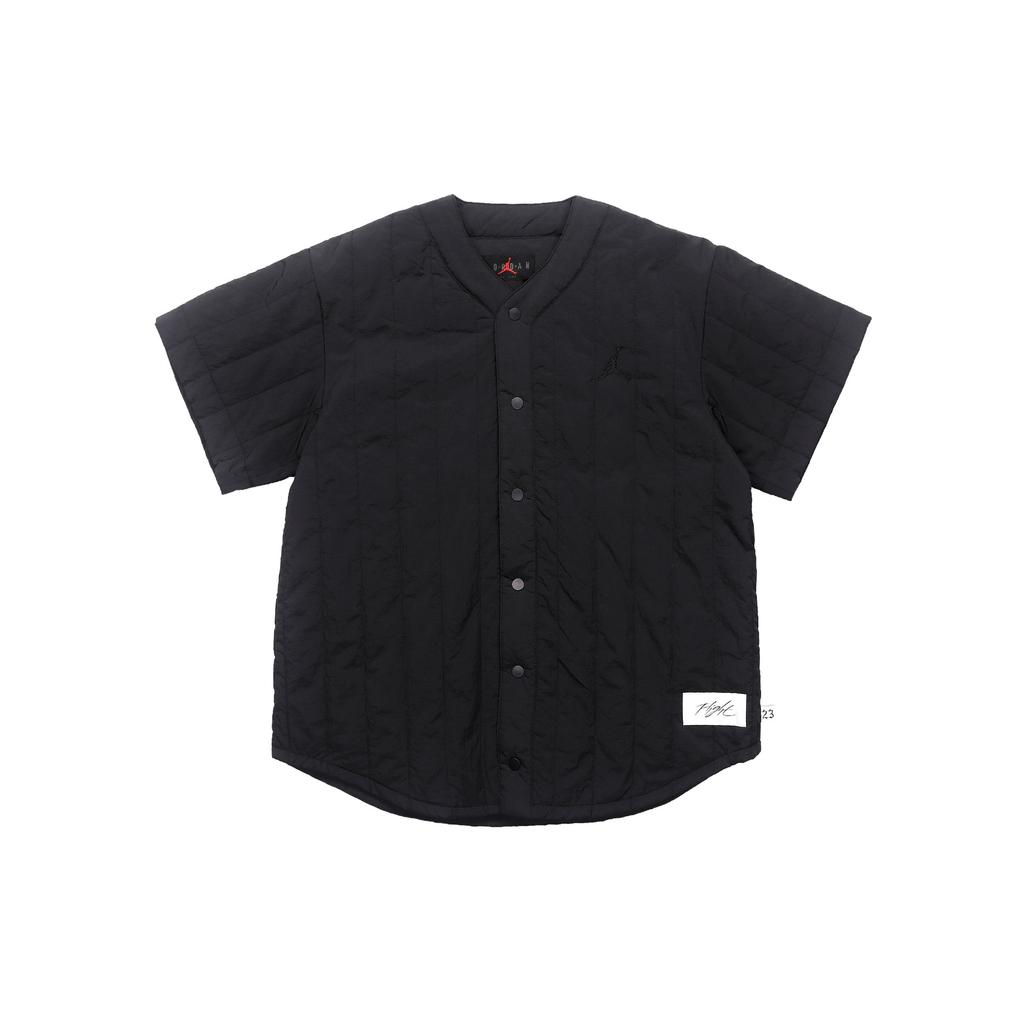 Jordan Flight Heritage Solid Color Loose Single-Breasted Short Sleeve Baseball Jacket Men Tops Black FN4602-045